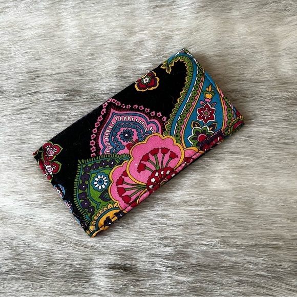 VERA BRADLEY Symphony In Hue 2009 Checkbook Cover Black Red Paisley Y2K Green - Picture 3 of 12